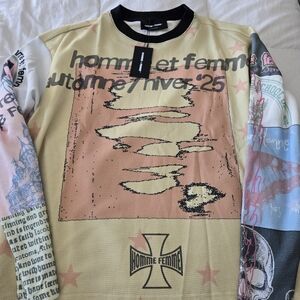 Homme And Femme Graphic Long Sleeve Shirt with Multicolor Design